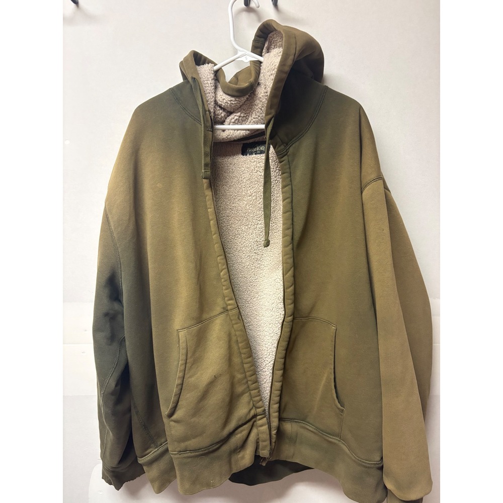 RedHead Mens 2XL Olive Green Sherpa Lined Full Zip Hoodie Sweatshirt Heavyweight